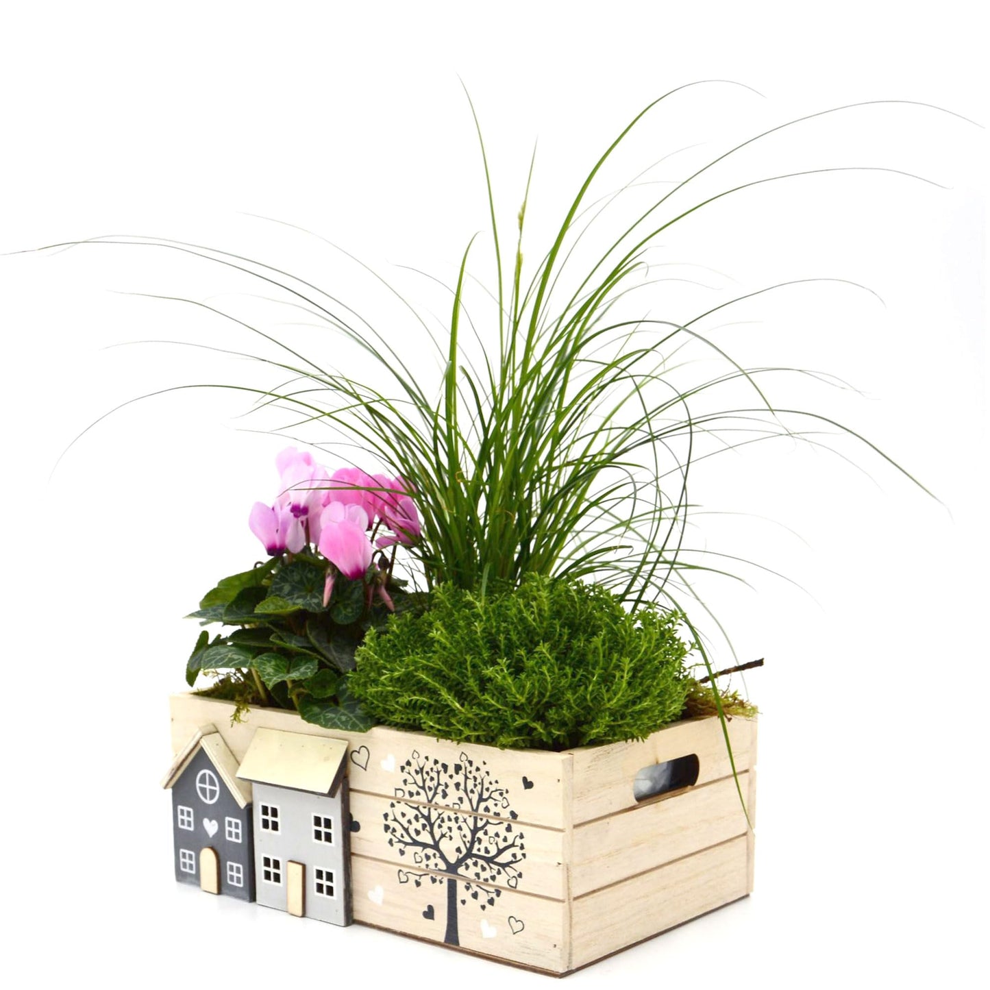 UNUS Holzkisten 3er Set, Holzdeko im Landhausstil, 26 x 16 x 10 cm mit Pflanzfolie, Bepflanzbare Aufbewahrungsbox Holz, Dekokisten als Geschenk, Dekoration für Balkon oder Innenbereich