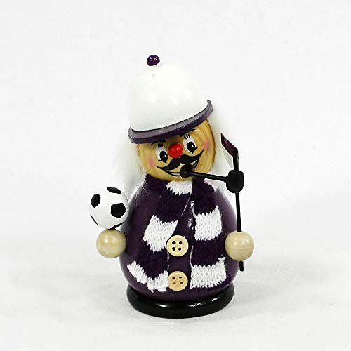 Unbekannt Sigro Sphärische Fußball Raucher Figur Räuchergefäß mit Strick Schal und Flagge, Violett/Weiß, 12 x 6 x 7 cm