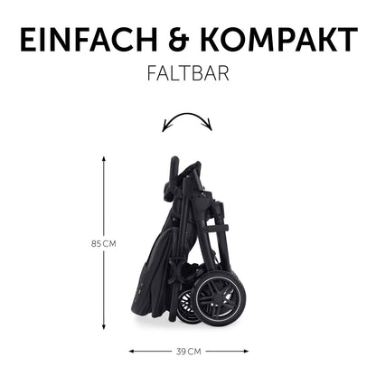 Hauck 3in1 Kinderwagen Set Saturn R, Babyschale, Babywanne & Buggy, ab Geburt bis 22 kg, Melange Schwarz