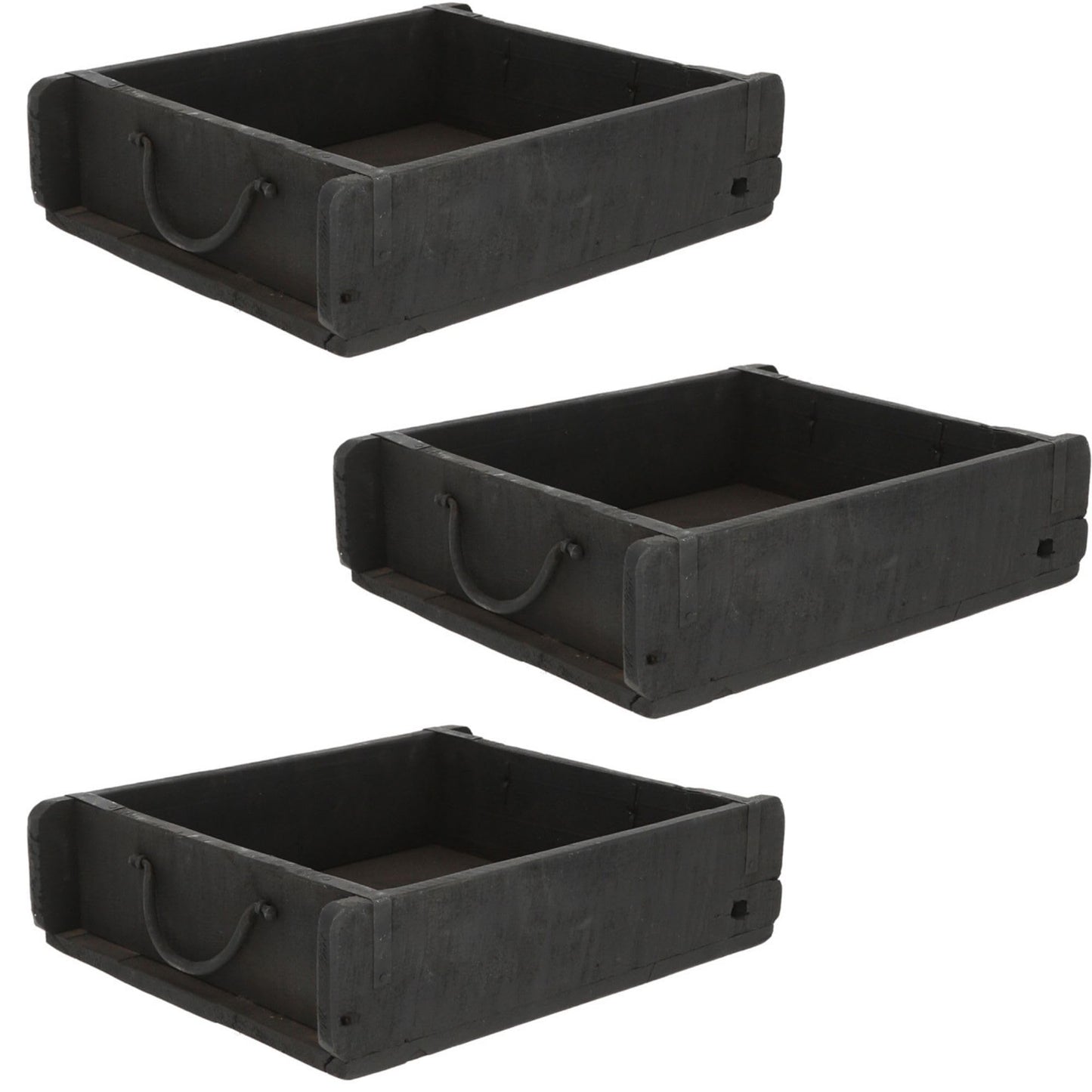 Novaliv 3x Holzkiste Vintage Schwarz 30 x 25 x 8 cm Alte Ziegelform Holz Groß Allzweckkiste aus recyceltem Altholz Jede Form EIN Unikat ? Vintage Kiste Deko