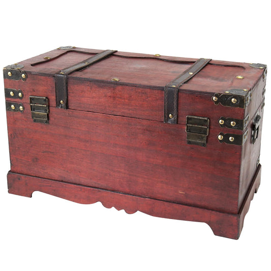 HMF 6400-150 Schatztruhe aus Holz mit Schloss | 50 x 25 x 28 cm | Groß | Frankreich