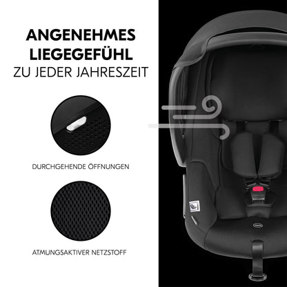 Hauck 3in1 Kinderwagen Set Saturn R, Babyschale, Babywanne & Buggy, ab Geburt bis 22 kg, Melange Schwarz
